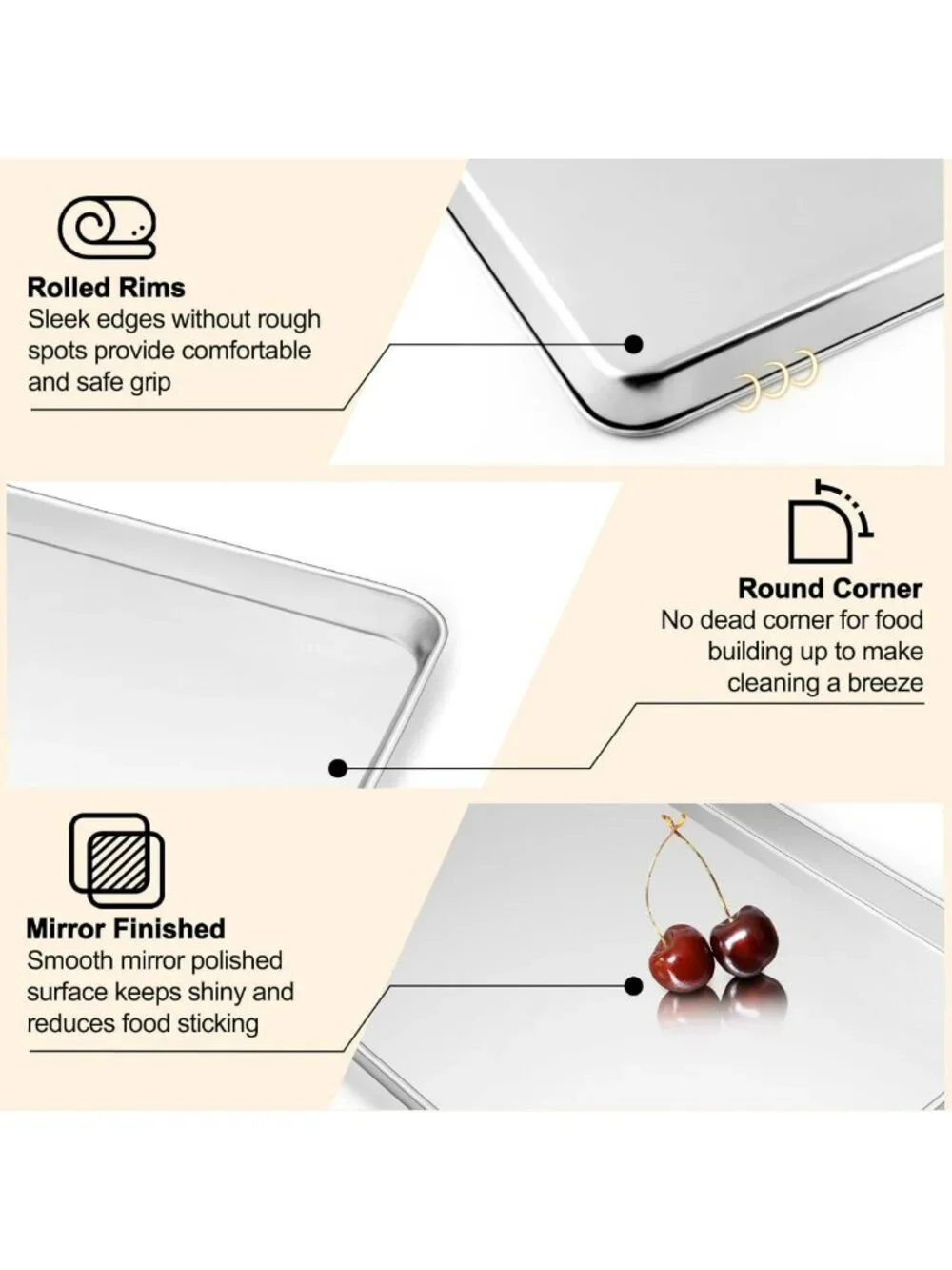 Baking Sheet Set with Racks - 3 Pans (19.6/16/12.5 Inch) for Oven & Kitchen Use